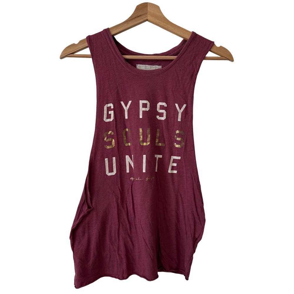 Spiritual Gangster Gypsy Souls Unite Muscle Tank Top Berry Wine XS USA Made